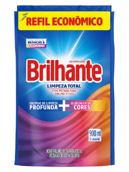 Imagem de Lava roupas Líquido Brilhante Limpeza Total Sachê 900ml