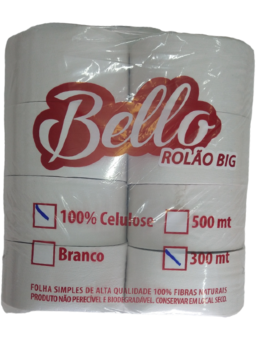 Imagem de Papel Higiênico Bello 100% celulose rolão 300 metros 8 rolos 